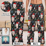 Flannel Pajama Pants Coral Fleece Custom Face Pajamas Snowflakes Soft Pajama Pants For Christmas