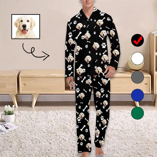 Custom Face Pajama Sets Personalized My Pet Dog Face Sleepwear for Men