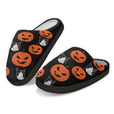 Halloween Custom Face Pumpkin Cotton Slippers For Adult&Kids Personalized Non-Slip Slippers Warm House Shoes