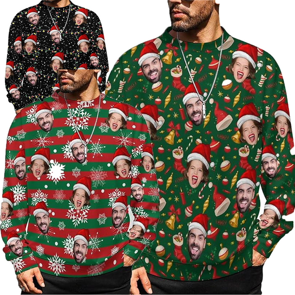 Xmas Special-Custom Face Mens Ugly Christmas Sweater Personalized Face Sweatshirt