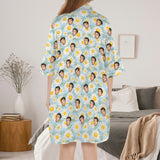 Custom Face Women's Button Nightdresses Nightgown for Women Sleepshirt Sleepwear Nightdress