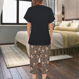 Custom Face Pajama Women's V-Neck Short Sleeve&Capri Pants Pocket Pajama Sets