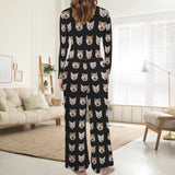 Custom Face Pajamas Women's Round Neck Pocket Long Sets Personalized Sleepwear Loungewewar