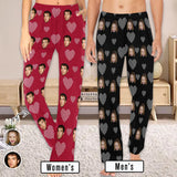 Custom Face Pajama Pants Hearts Sleepwear for Women & Men Valentine's Day Gift For Her Him