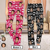 Custom Face Pajama Pants XOXO Sleepwear for Women & Men Valentine's Day Gift For Her Him