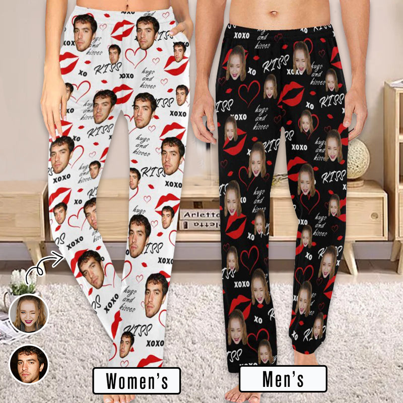 Custom Face Pajama Pants Lips Sleepwear for Women & Men Valentine's Day Gift For Her Him