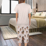 Custom Face Pajama Women's V-Neck Short Sleeve&Capri Pants Pocket Pajama Sets