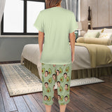 Custom Face Pajama Women's V-Neck Short Sleeve&Capri Pants Pocket Pajama Sets