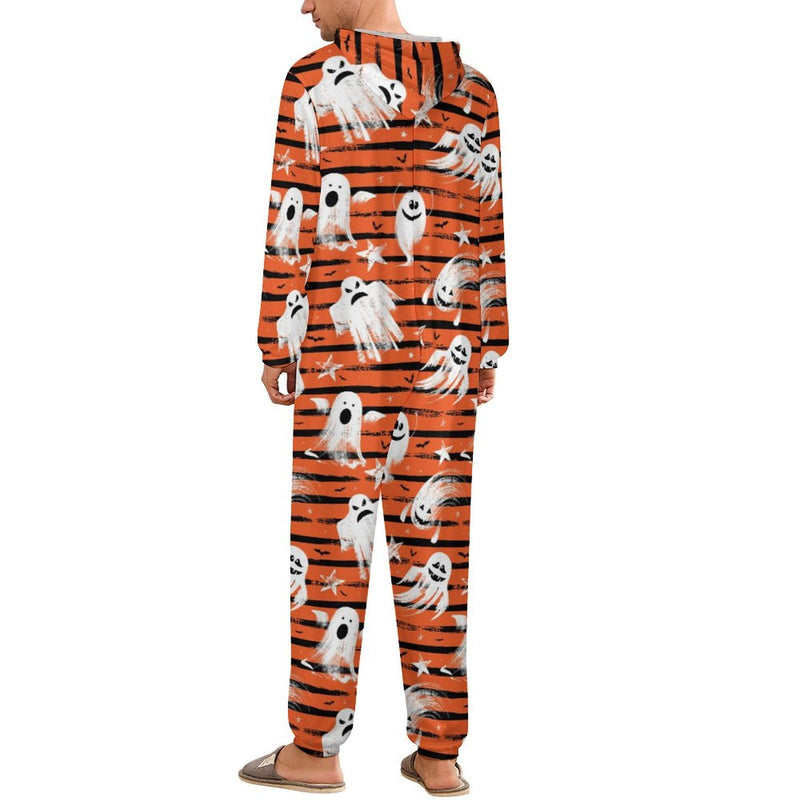 Halloween Onesie Jumpsuits Flannel Fleece Pajamas Hooded Onesie with Pocket