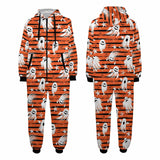 Halloween Onesie Jumpsuits Flannel Fleece Pajamas Hooded Onesie with Pocket