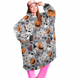 Wearable Blanket Hoodie Custom Faces Oversized Hoodie for Women Men Kids Personalized Fleece Blanket Photo Gifts For Halloween