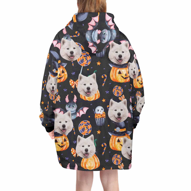 Wearable Blanket Hoodie Custom Faces Oversized Hoodie for Women Men Kids Personalized Fleece Blanket Photo Gifts For Halloween