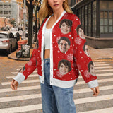 Custom Face Snowflake Ugly Christmas Cardigan Ugly Sweater Photo Season's Greetings Gift For Family