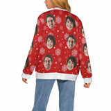 Custom Face Snowflake Ugly Christmas Cardigan Ugly Sweater Photo Season's Greetings Gift For Family