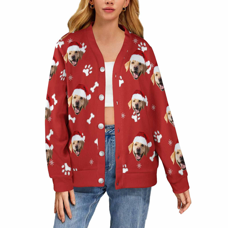 Custom Dog & Cat Ugly Christmas Cardigan Ugly Sweater Photo Season's Greetings Gift For Family