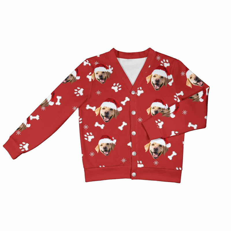 Custom Dog & Cat Ugly Christmas Cardigan Ugly Sweater Photo Season's Greetings Gift For Family