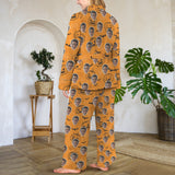 Soft Flannel Custom Face Pajamas Women's  Belted Robe Long Pants Loungewear Gift For Her