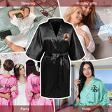 Custom Photo Women's Imitation Silk Nightgown Birthday Squad Robe Birthday Princess Robe Spa Party