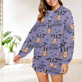 Custom Face Pajama Bats Women's Short Sleeve Loungewear Halloween Pajama Set