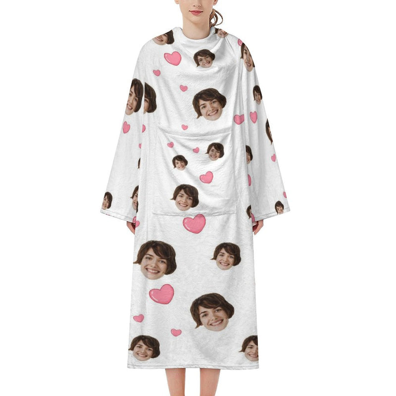 Custom Face Flannel Covered Robe Unisex Blanket Sleepwear Personalized Pajama