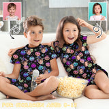 8-15Y Kid's  Halloween Pajamas Fluorescent Custom Sleepwear Personalized Short Pajama Set For Boys&Girls