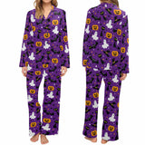 Halloween Custom Face Women's Long Pajama Set Personalized Sleepwear