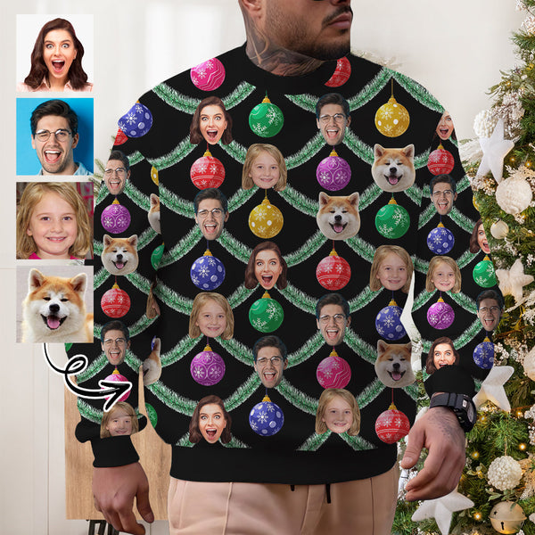 Custom Face Christmas Light Sweater for Family Christmas Ugly Sweater Xmas Party