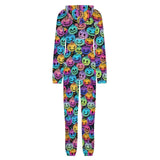 Halloween Onesie Jumpsuits Flannel Fleece Pajamas Hooded Onesie with Pocket