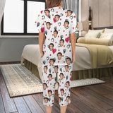 Custom Face Pajama Women's V-Neck Short Sleeve&Capri Pants Pocket Pajama Sets