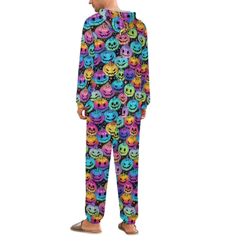 Halloween Onesie Jumpsuits Flannel Fleece Pajamas Hooded Onesie with Pocket