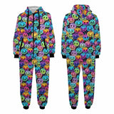 Halloween Onesie Jumpsuits Flannel Fleece Pajamas Hooded Onesie with Pocket