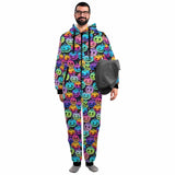 Halloween Onesie Jumpsuits Flannel Fleece Pajamas Hooded Onesie with Pocket