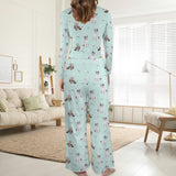 Custom Face Women's Round Neck Pocket Long Pajama Sets Personalized Sleepwear Loungewewar