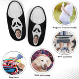 Halloween Custom Face Skeleton Cotton Slippers For Adult&Kids Personalized Non-Slip Slippers Warm House Shoes