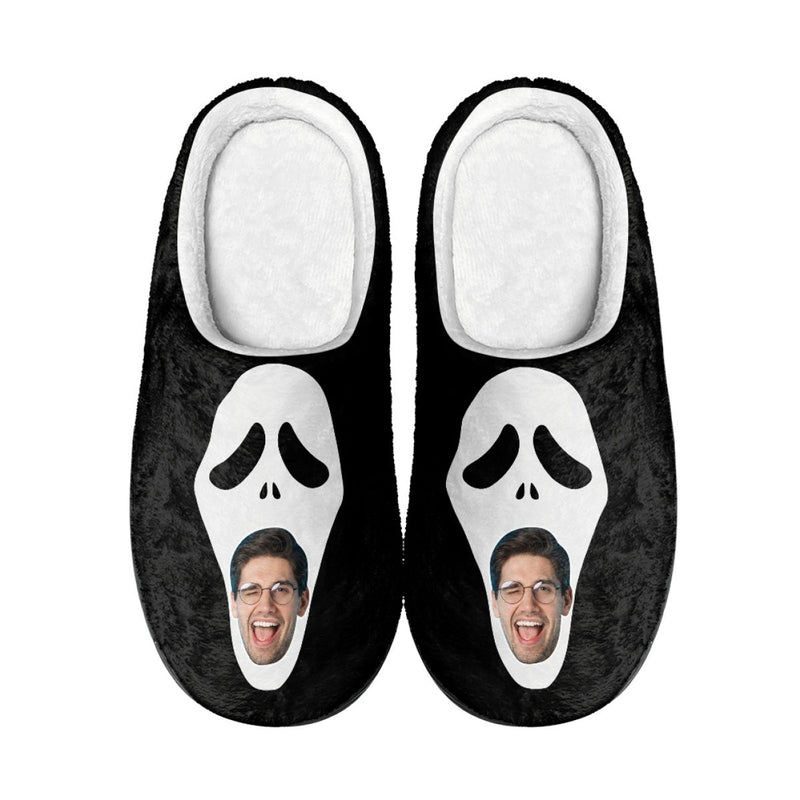 Halloween Custom Face Skeleton Cotton Slippers For Adult&Kids Personalized Non-Slip Slippers Warm House Shoes