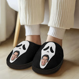 Halloween Custom Face Skeleton Cotton Slippers For Adult&Kids Personalized Non-Slip Slippers Warm House Shoes