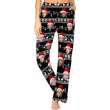 Custom Face Pajamas Black Soft Pajama Pants For Christmas Pajama Pants with Faces