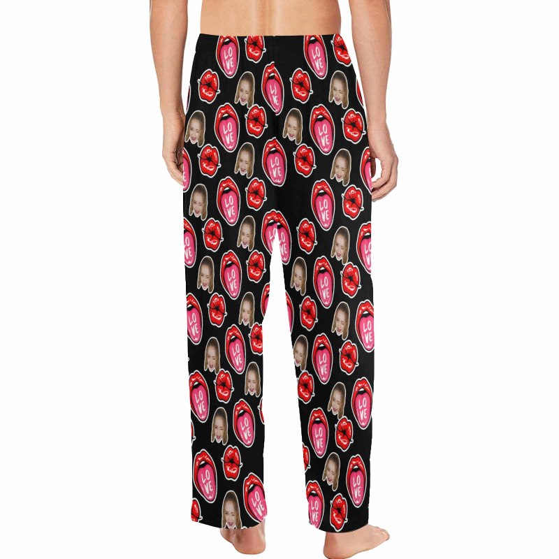 Custom Face Pajama Pants Kiss Sleepwear for Women & Men Valentine's Day Gift For Her Him