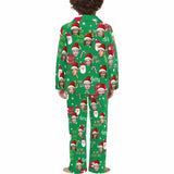 Custom Face Pajamas Sets Green Christmas Family Matching Nightwear Custom Pjs