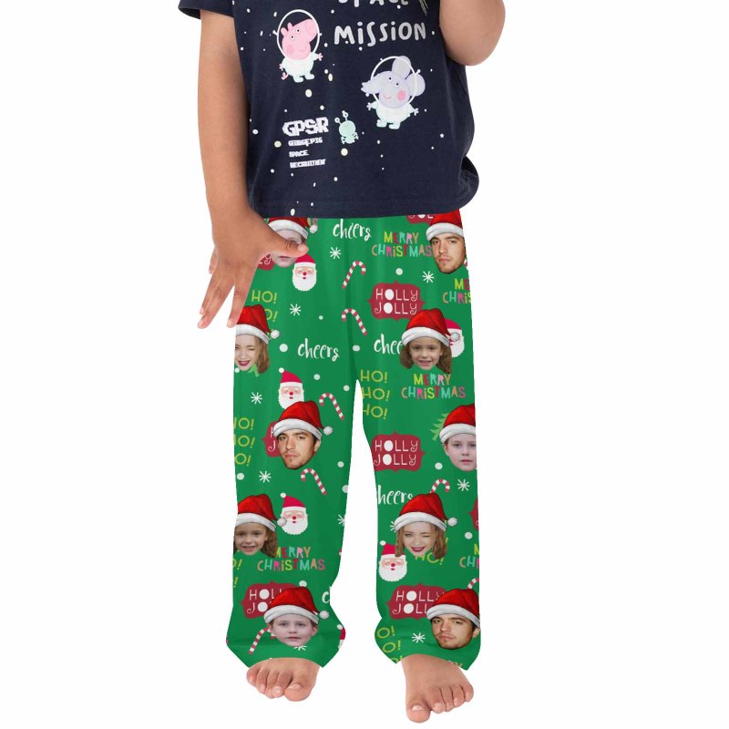 Custom Face Pajamas Green Soft Pajama Pants For Christmas Pajama Pants with Faces