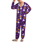 Halloween Onesie Jumpsuits Flannel Fleece Pajamas Hooded Onesie with Pocket