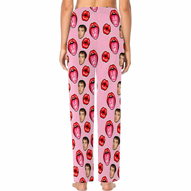 Custom Face Pajama Pants Kiss Sleepwear for Women & Men Valentine's Day Gift For Her Him