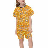 8-15Y Kid's Halloween Pajamas Yellow Custom Sleepwear Personalized Short Pajama Set For Boys&Girls