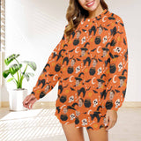 Custom Face Pajama Orange Women's Short Sleeve Loungewear Halloween Pajama Set