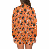 Custom Face Pajama Orange Women's Short Sleeve Loungewear Halloween Pajama Set