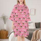 Custom Face Women's Button Nightdresses Nightgown for Women Sleepshirt Sleepwear Nightdress