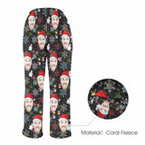 Flannel Pajama Pants Coral Fleece Custom Face Pajamas Snowflakes Soft Pajama Pants For Christmas