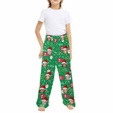 Custom Face Pajamas Green Soft Pajama Pants For Christmas Pajama Pants with Faces