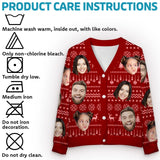 Custom Face Red Ugly Christmas Cardigan Ugly Sweater Photo Season's Greetings Gift For Family