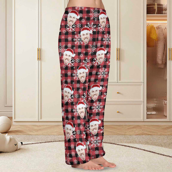 Flannel Pajama Pants Coral Fleece Custom Face Pajamas Plaids Soft Pajama Pants For Christmas